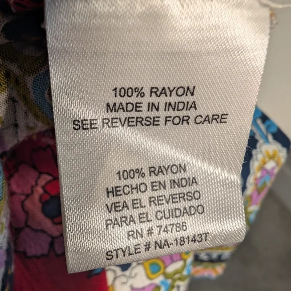 Patrons of Peace Red and Blue Floral Bohemian Wrap Size S - Picture 6 of 8